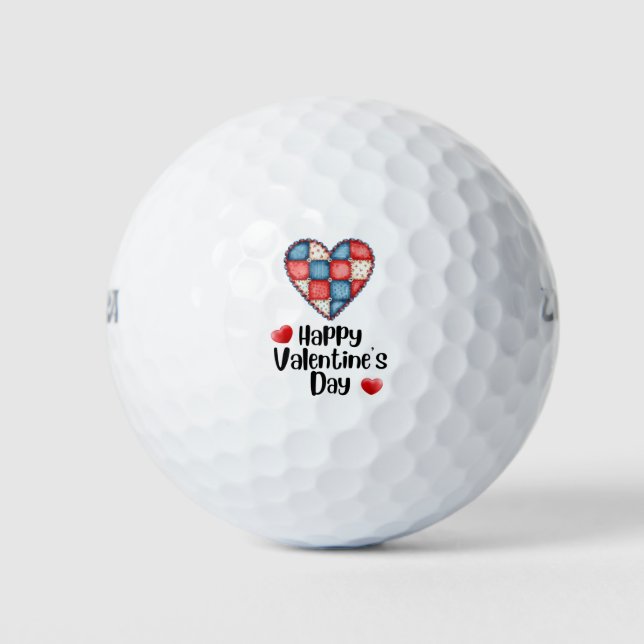 Golfer Happy Valentine's Day with love red heart   Golf Balls (Front)