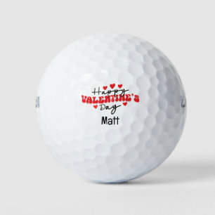 Golfer Happy Valentine's Day with love red heart Golf Balls