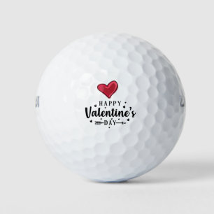 Golfer Happy Valentine's Day with love red heart Golf Balls