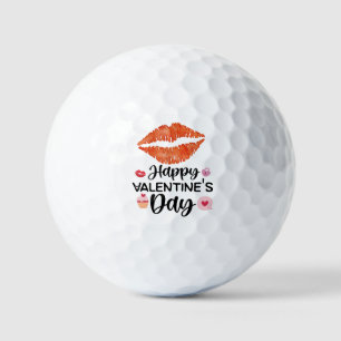Golfer Happy Valentine's Day with red lip Golf Balls
