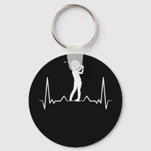 Golfer Heartbeat Key Ring