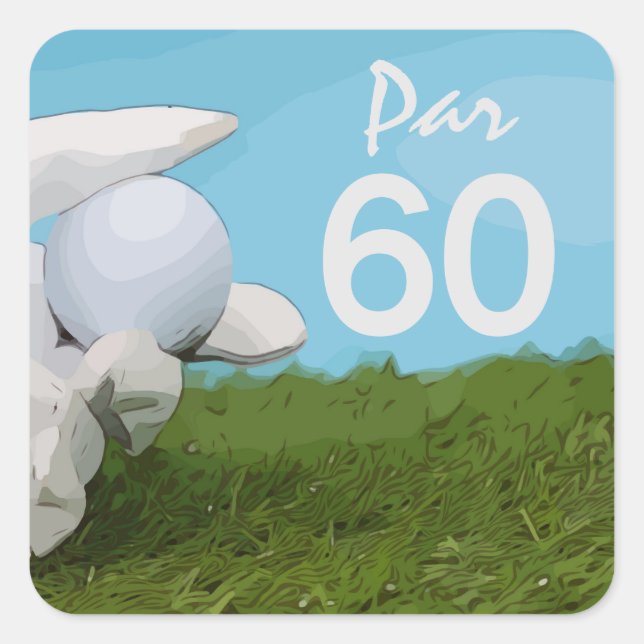 Golfer holds golf ball for golfer  60th birthday square sticker (Front)