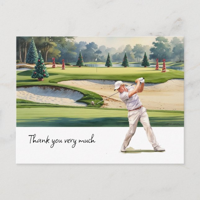 Golfer in Christmas golf course  Postcard (Front)