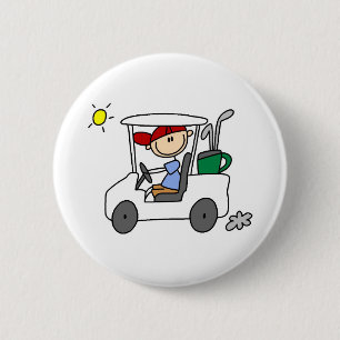 Golfer in Golf Cart 6 Cm Round Badge