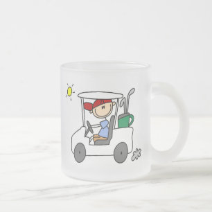 Golfer in Golf Cart Frosted Glass Coffee Mug