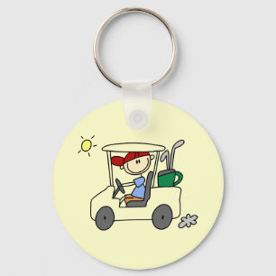 Golfer in Golf Cart Key Ring