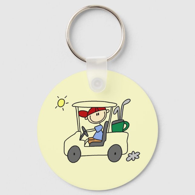 Golfer in Golf Cart Key Ring (Front)