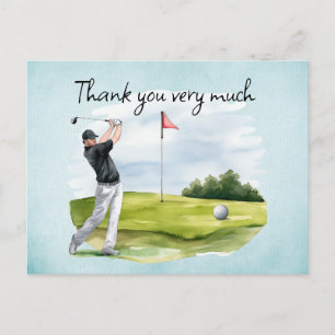 Golfer in the golf course  postcard