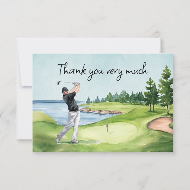 Golfer in the golf course  thank you card (Front)