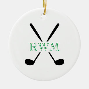 Golfer INITIALS Clubs Course Game Timeless Golfing Ceramic Tree Decoration
