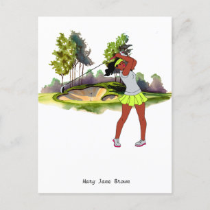 Golfer is golfing Watercolor for woman golfer Postcard