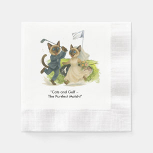 Golfer is on golf course for cat lovers Wedding Napkin