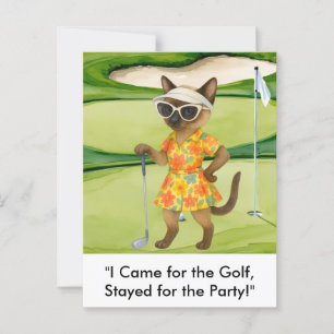 Golfer is on putting green for Siamese Cat lovers Postcard