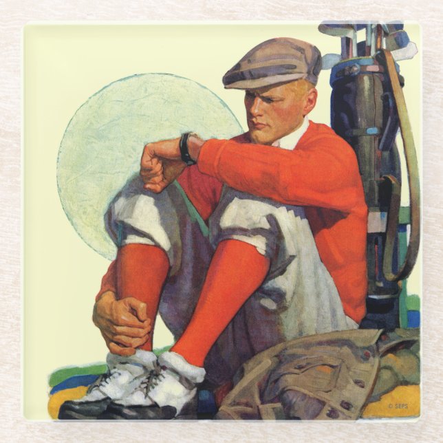 Golfer Kept Waiting Glass Coaster (Front)