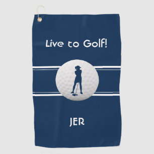 Golfer Ladies Sports Template Blue Monogrammed Golf Towel