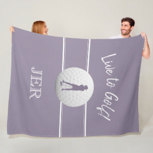 Golfer Ladies Sports Template Purple Monogrammed Fleece Blanket