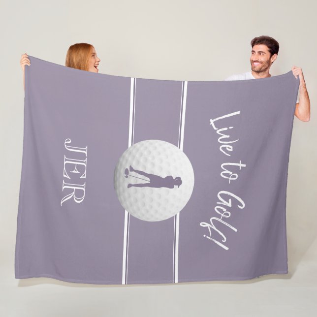 Golfer Ladies Sports Template Purple Monogrammed Fleece Blanket (In Situ)