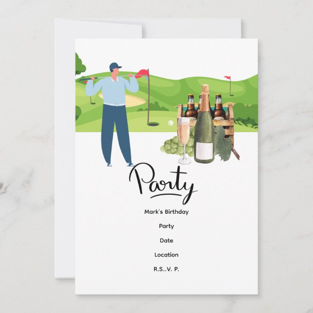 Golfer  Let's Par Tee for Party  Invitation (Front)