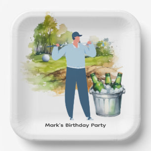 Golfer Let's Par Tee for Party Paper Plate