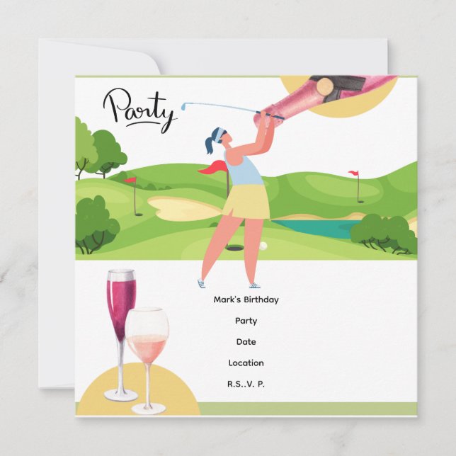 Golfer  Let's Par Tee for Party  Save The Date (Front)
