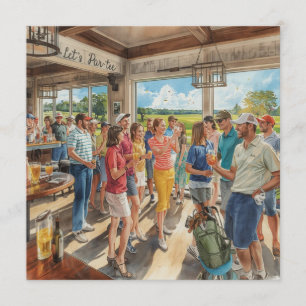 Golfer Let's Par Tee in Club House Invitation
