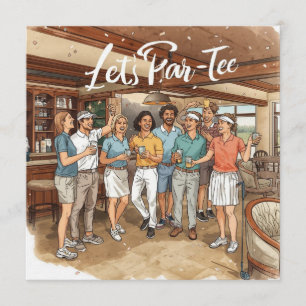 Golfer Let's Par Tee in Club House  Invitation