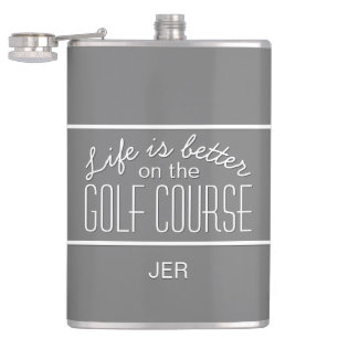 Golfer Life is Better Golf Course Monogrammed Hip Flask