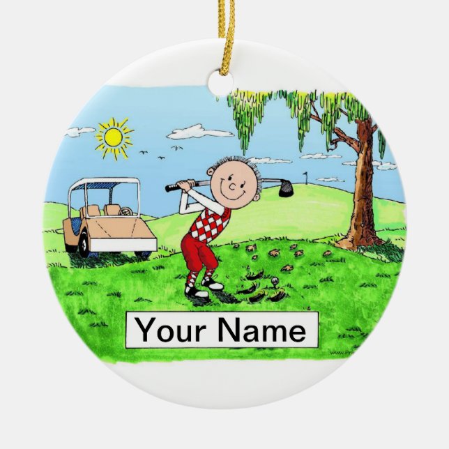 Golfer - Male Ceramic Tree Decoration (Front)