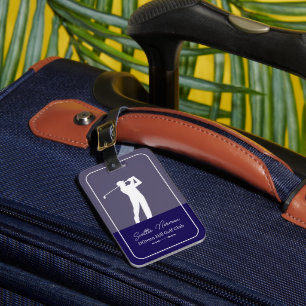 Golfer Man / Golf Club - elegant blue Luggage Tag