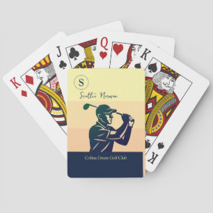 Golfer Man Golf Club Elegant Modern Monogrammed Playing Cards