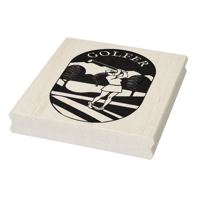 Golfer Maple Wood Stamp (Stamp)