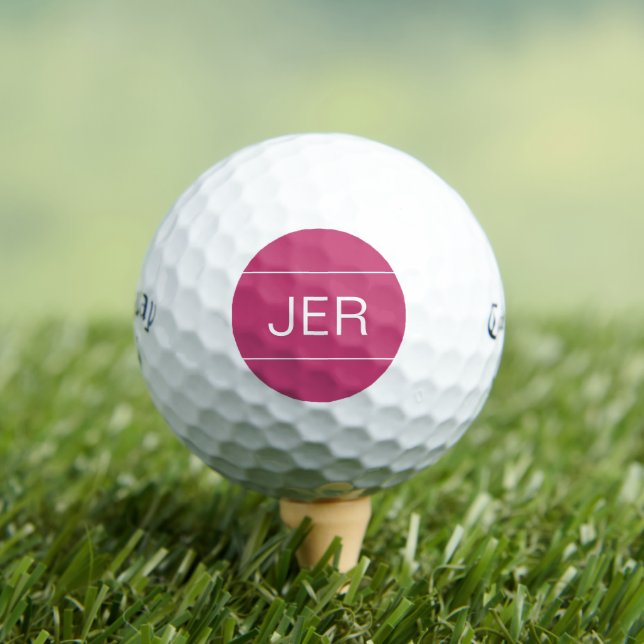 Golfer Modern Custom Monogram Initials Cool Pink Golf Balls (Insitu Tee)