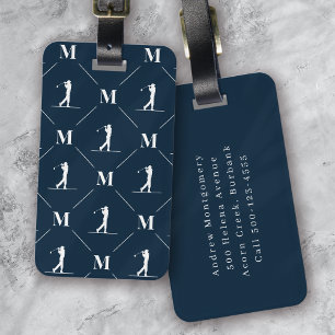 Golfer Monogram Initial Designer Pattern Luggage Tag