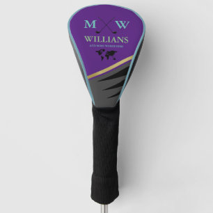  golfer monogram (name & initials) purple golf head cover