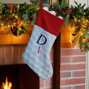 Golfer Monogrammed Golf Ball Christmas Stocking
