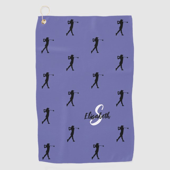 Golfer Monogrammed Pro Sports Equipment Periwinkle Golf Towel (Front)