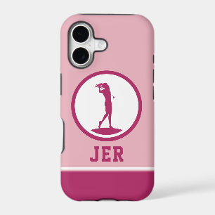 Golfer Monogrammed Silhouette Pink Chic For Her iP