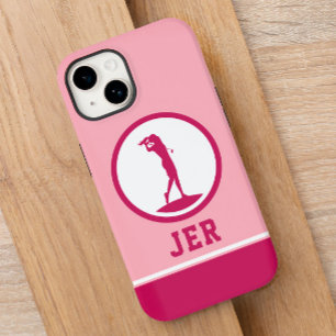 Golfer Monogrammed Silhouette Pink Chic For Her iP Case-Mate iPhone 14 Case