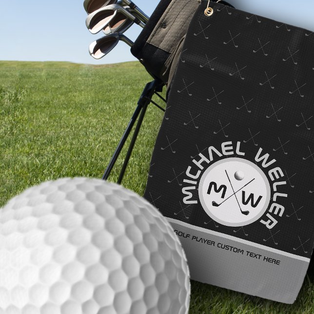 Golfer Name Black Golf Towel (Creator Uploaded)