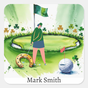 GOLFER on Golf Course St. Patrick's Day Square Sticker