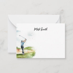Golfer on golf course with Name for golfer  Card
