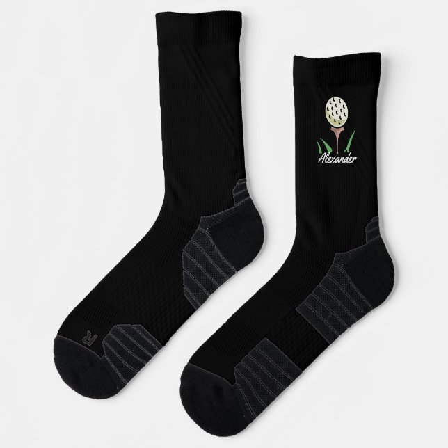 Golfer Oversized Golf Balls Gold Tees Personalised Socks (Left)