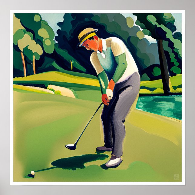 Golfer Painting - Art Print (Front)