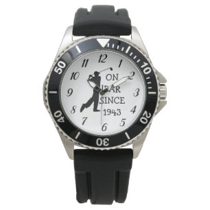 Golfer Par 80th Birthday Black Golf Elegant Dad Watch