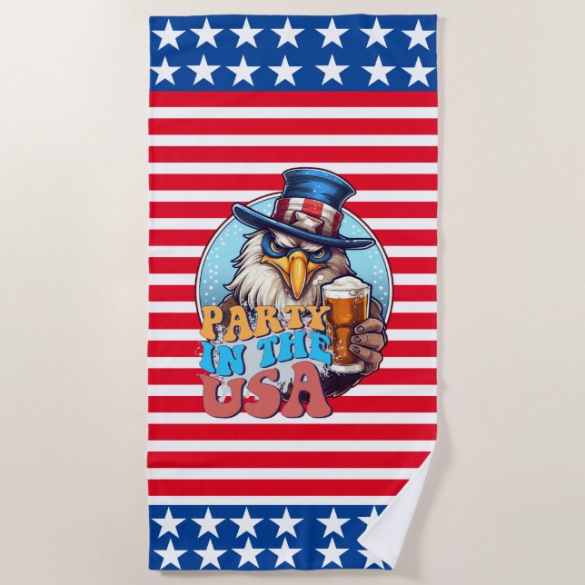 GOLFER Party In the USA Flag Towel (Front)
