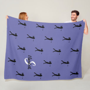 Golfer Pattern Monogram Name Initial Periwinkle  Fleece Blanket