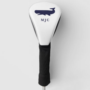 Golfer Personalised Monogram Nautical Navy Blue Golf Head Cover