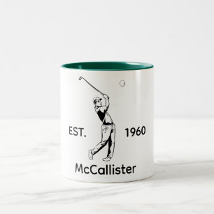 Golfer Personalised name and year  Two-Tone Coffee Mug