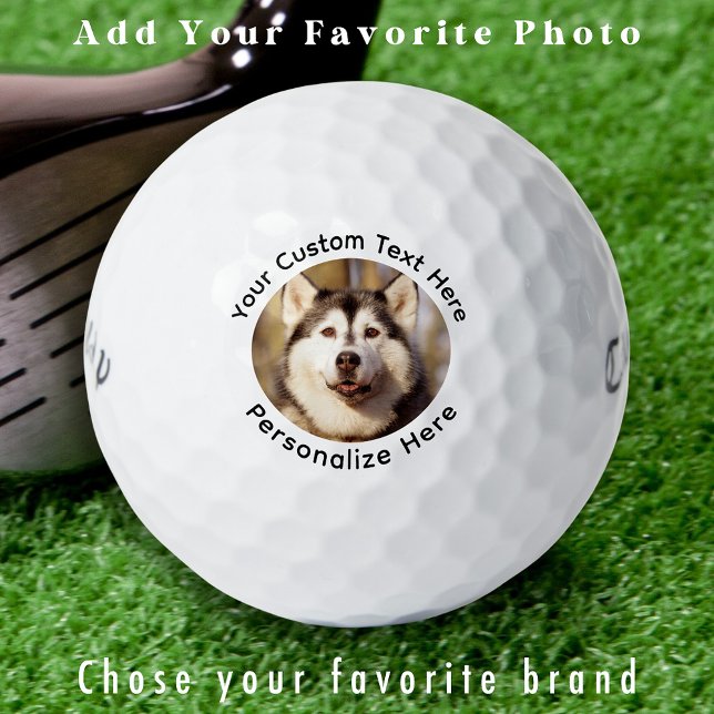 Golfer Personalised Photo Simple Custom Text  Golf Balls (Creator Uploaded)