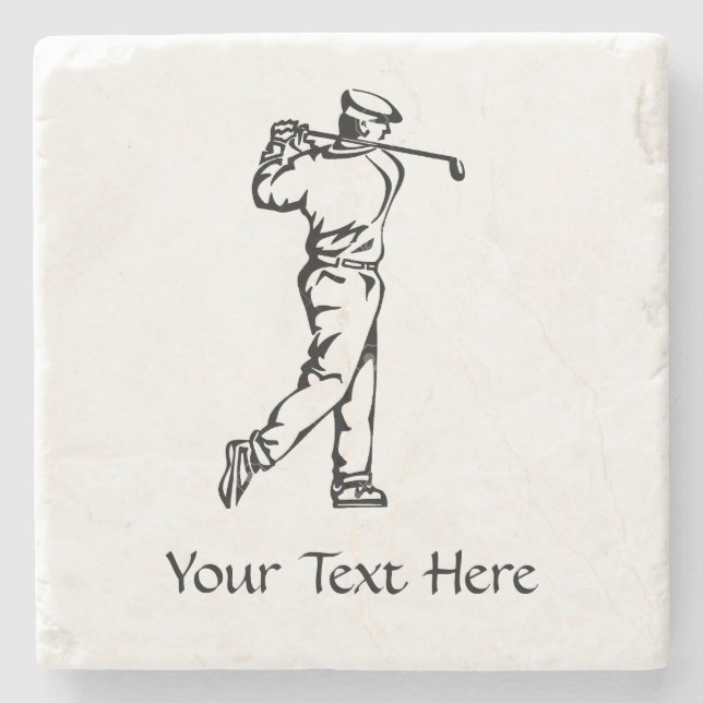 Golfer Personalised Stone Coaster (Front)